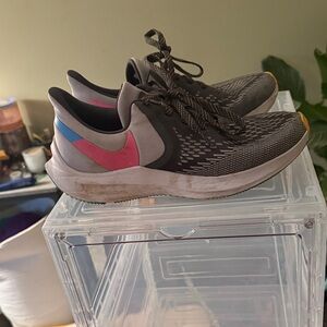 Nike Black Athletic Shoes with Pink and Blue Accents